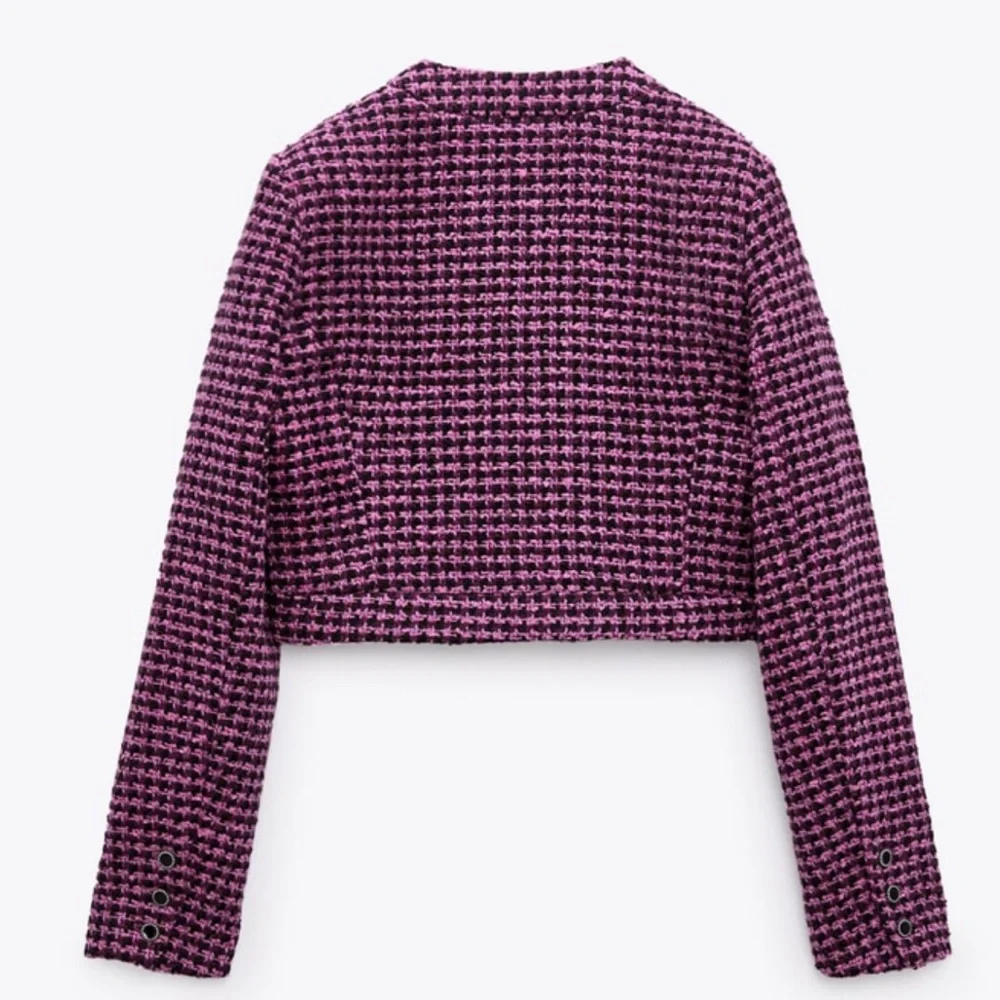 NWT Zara cropped tweed jacket |Zara houndstooth printed jacket Zara twee… - Picture 8 of 9